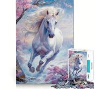 Caballo Blanco Salvaje en Invierno Rompecabezas de 1000 Piezas para Adultos Diversión para Entrenar la Mente Corte Limpio Componentes Resistentes Actividad Relajante para desconectar (38x26cm)