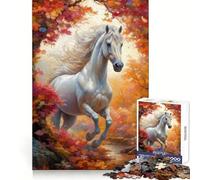 Caballo Blanco Salvaje en otoño Rompecabezas para Adolescentes 1000 Piezas Poder de Memoria Pasatiempo Relajante Ajuste Acogedor (38x26cm)