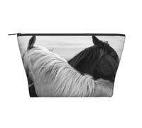 Caballo Blanco y Caballo Negro Impreso, Bolsa de artículos de tocador Bolsa de Maquillaje Bolsa de cosméticos Bolsa de artículos de tocador de Viaje portátil
