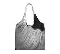 Caballo blanco y caballo negro impreso,Bolsas de mano reutilizables, bolsas de supermercado, bolso de hombro de lona de gran capacidad