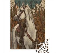 Caballo blancoFondo de Campo de maízRompecabezas De 1000 Piezas para Adultos, Juegos EduGatoivos38x26cm/1000pcs