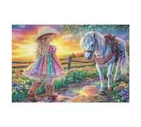 Caballo Camino arcoíris al Atardecer Puzzles 1000 Piezas Aliviar Estrés Familiar Tiempo Feliz Rompecabezas para Adultos Desafío Intelectual 3D DIY Creativo Decorativo 1000 PCS