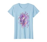 Caballo Camiseta Niñas Mujer Regalo Ecuestre Caballos Camiseta, Mujer, Azul Bebé, XL