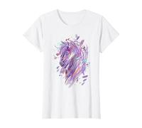 Caballo Camiseta Niñas Mujer Regalo Ecuestre Caballos Camiseta, Mujer, Blanco, 3XL