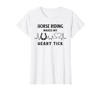 Caballo Cardiogram Herradura Ecuestre equitación Caballo Camiseta gráfica económica, Mujer, Blanco, M