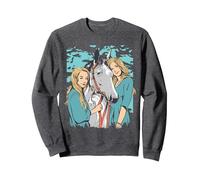Caballo Chica Ecuestre Caballo Riendas Equinas Sillín Sudadera, Unisex para Adultos, Jaspeado Oscuro, L