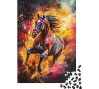 Caballo Colorido Corriendo Puzzle de 1000 Piezas para Adultos Papel Escena artística Vibrante Mejora atención Interacción Familiar Decoración Hogar Relajación 70x50cm/1000pcs