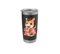 Caballo Comiendo Donut Gráfico Caballo Kawaii Anime Vaso térmico de acero inoxidable de doble pared