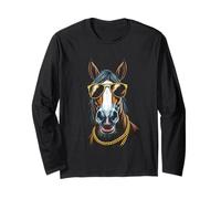 Caballo Con Gafas De Sol, Cool Funny Rebel Boss Hip Manga Larga