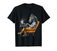 Caballo con máquina de escribir, diseño de gafas, diseño de animales Camiseta
