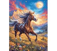 Caballo Corriendo al Atardecer Rompecabezas 1000 Piezas Cartón Grueso para Coleccionistas Mascota de Vida Silvestre Desconectar Rutina Ejercicio Mental Relajante 1000 PCS
