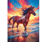 Caballo Corriendo al Atardecer Rompecabezas 300 Piezas Cartón para Expertos Mascota de Vida Silvestre Mejora Atención Diversión Grupal Decoración Artística Regalo Navideño Original 300 PCS