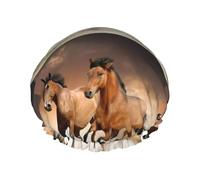 Caballo corriendo animal salvaje,Gorro de ducha, gorro de noche, gorro de baño elástico impermeable de doble capa, reutilizable para el cabello.