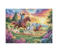 Caballo Corriendo Campo Fauna Silvestre Naturaleza Salvaje Rural Puzzle 500 Piezas Maquetas Construir 3D Detalladas Rompecabezas Educativo para Familia Aliviar Estrés Estera Portátil Moderno 500 PCS