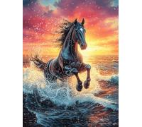 Caballo corriendo por la playa al atardecer Puzzle 1000 Piezas Cartón Resistente Para Parejas vida silvestre y plantas Noches De Cita Actividad Antiestrés Tiempo Libre Pack Completo Regalo Aniversario