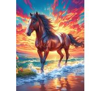 Caballo Corriendo por la Playa al Atardecer Puzzle 500 Piezas Cartón Blanco Premium para Expertos Mascota de Vida Silvestre Cute Días Lluviosos Colección Garantía Reposición Piezas 5