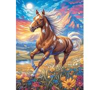 Caballo Corriendo por una Pradera at Sunset Puzzle 300 Piezas Papel Mayores Mascota de Vida Silvestre Terapia Ocupacional Entretenimiento Sin Pantalla para Navidad Regalo Original 30