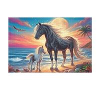 Caballo Corriendo Rompecabezas 1000 Piezas Cartón para Parejas Fauna Silvestre Actividad Tiempo Libre Terapia Relajación Decoración Salón Regalo Sorpresa 1000 PCS