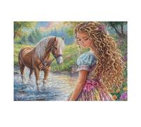 Caballo cruzando el Arroyo Puzzle 300 Piezas Juguete Educativo Familiar Interactivo Tiempo Feliz Rompecabezas 3D para Hombres Y Mujeres Construir Maquetas Desafío Intelectual 300 PCS
