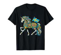 Caballo Dala Sueco Arte Popular Bandera de Suecia Dalahelmsoljd Caballo Camiseta
