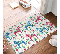 Caballo Daleclarian, Arte Popular Sueco Felpudos Entrada Lavable Alfombrilla De Baño Plegable Alfombra Exterior para Ducha Inodoro Oficina 40X60Cm