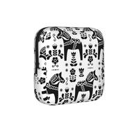 Caballo Daleclarian de Arte Popular Sueco Dala, Bolsa para Guardar compresas sanitarias, Bolsa Porta compresas con Cremallera, Monedero