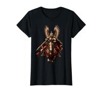 Caballo de Batalla de húsar Alado Polaco Camiseta gráfica económica, Mujer, Negro, XS