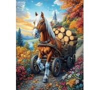 Caballo de calesa Rompecabezas 1000 Piezas Cartón Grueso para Coleccionistas Cuentos de Hadas de Animales y Plantas Noches De Cita Mejora Concentración Ocio En Casa Regalo Reyes Magos 1000 PCS