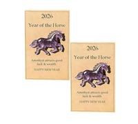 Caballo de Cristal de la Suerte - Símbolo de Fuerza y Nuevos Comienzos, Figura de Cristal de la Suerte del Año del Caballo 2026, Figura de Caballo de Cristal Transparente con Tarjeta (2Pcs 02#)