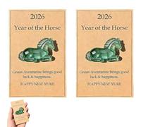 Caballo de cristal de la suerte: un símbolo de fuerza y nuevos comienzos, 2026 elegante decoración de caballo de cristal con tarjeta, un abrazo de bolsillo para caballos, regalo significativo (2pcs)