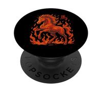 Caballo de Fuego con Llamas Caballo Salvaje horóscopo Chino PopSockets PopGrip Adhesivo