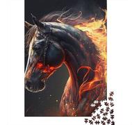 Caballo de Fuego Puzzle de 1000 Piezas Cartón Puzzle para Adultos Arte de Llamas Relajante Familiar Decorativo Regalo 52x38cm/1000pcs