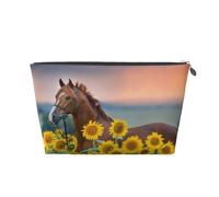 Caballo De Girasol Amarillo Estampado, Bolsa de artículos de tocador Bolsa de Maquillaje Bolsa de cosméticos Bolsa de artículos de tocador de Viaje portátil