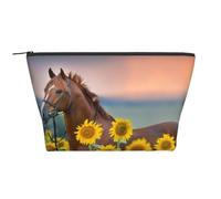 Caballo De Girasol Amarillo Estampado, Bolsa de artículos de tocador Bolsa de Maquillaje Bolsa de cosméticos Bolsa de artículos de tocador de Viaje portátil