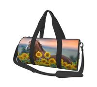 Caballo De Girasol Amarillo Estampado, Bolsa de Viaje de Gran Capacidad, Bolso Redondo, Bolsa de Viaje Deportiva, Bolsa de Mano, Bolsa de Fitness
