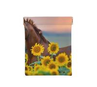 Caballo De Girasol Amarillo Estampado, Squeeze Top Wallet Bolsa de Almacenamiento para Mujer Monedero pequeño Bolsa de Cambio