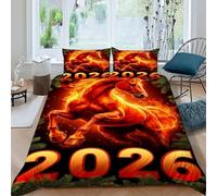 Caballo de Llama Funda De Edredón animaleseses de Fuego 3D Impreso Microfibra Ropa De Cama De 2 Fundas De Almohada Niños Niñas Decoración del Dormitorio Super King（260x220cm）