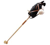 Caballo de palo de peluche con efectos de sonido realistas, de 99 cm de alto, ideal para Halloween, con ruedas y palo de madera, asa antideslizante, juguete para montar, ideal para niños, regalo.