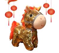 Caballo de peluche | 15 centímetros de purpurina de lentejuelas coleccionables juguete de peluche - 2026 Año del caballo Peluche Año Nuevo Chino | Para Y Niñas Hogar Dormitorio Habitación Infantil