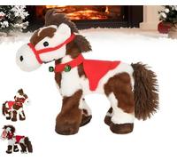 Caballo de Peluche eléctrico Manchado, Caballo de Juguete Interactivo para Caminar, Lindo muñeco de Pony de Peluche Que Canta, Adecuado para niños en Edad Preescolar, Adolescentes y Sala de Estar