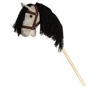 Caballo de peluche gris con elegantes riendas marrones de 80 centimetros