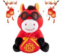 Caballo de peluche - Juguete de mascota de 14 pulgadas | Muñeco animal de terciopelo - Cojín festivo de felpa de algodón suave para el Festival de Primavera, crea un ambiente cultural cálido cuando se