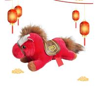 Caballo De Peluche - Muñeca Coleccionable Acostada, Juguete Caballo De Peluche | Animal De Peluches Reclinable Suave Para Adultos Niños Niñas Cumpleaños Navidad Año Nuevo Lunar Chino Pascua Recuerdos