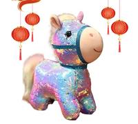 Caballo de peluche,Muñecas blandas coleccionables con lentejuelas, tamaño 15 centímetros,Juguetes muñecas para el año del caballo 2026 - para Año Nuevo Chino Niños Niñas Adultos Dormitorio de