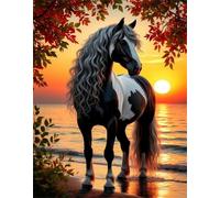 Caballo de Playa al Atardecer - Puzle de 700 Piezas - Rompecabezas DIY Pintura, Entretenimiento Creativo, para Adultos Mayores de 14 años Decoración del Hogar