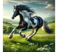 Caballo de Pradera Verde Puzzle de 500 Piezas,45x45 cm Rompecabezas DIY,Entretenimiento Creativo,Rompecabezas para Adultos,Juego de Habilidad para Toda la Familia