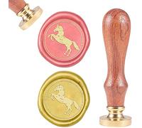 Caballo de Sello de Cera CRASPIRE, Sellado Sellos de Cera Animal Retro Sello de Madera Sello de Cera 25 mm Sello de Latón Extraíble Mango de Madera para Sobres Invitaciones Adorno de Boda Decoración