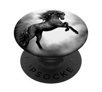 Caballo de Semental Salvaje Negro criando con Melena Que Fluye PopSockets PopGrip Adhesivo