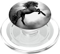 Caballo de Semental Salvaje Negro criando con Melena Que Fluye PopSockets PopGrip para MagSafe