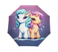 Caballo De Unicornios Bebé De Dibujos Animados Paraguas Plegable Automático Paraguas de Viaje Mujer Niño Niña Protección UV Resistencia Viento Impermeable